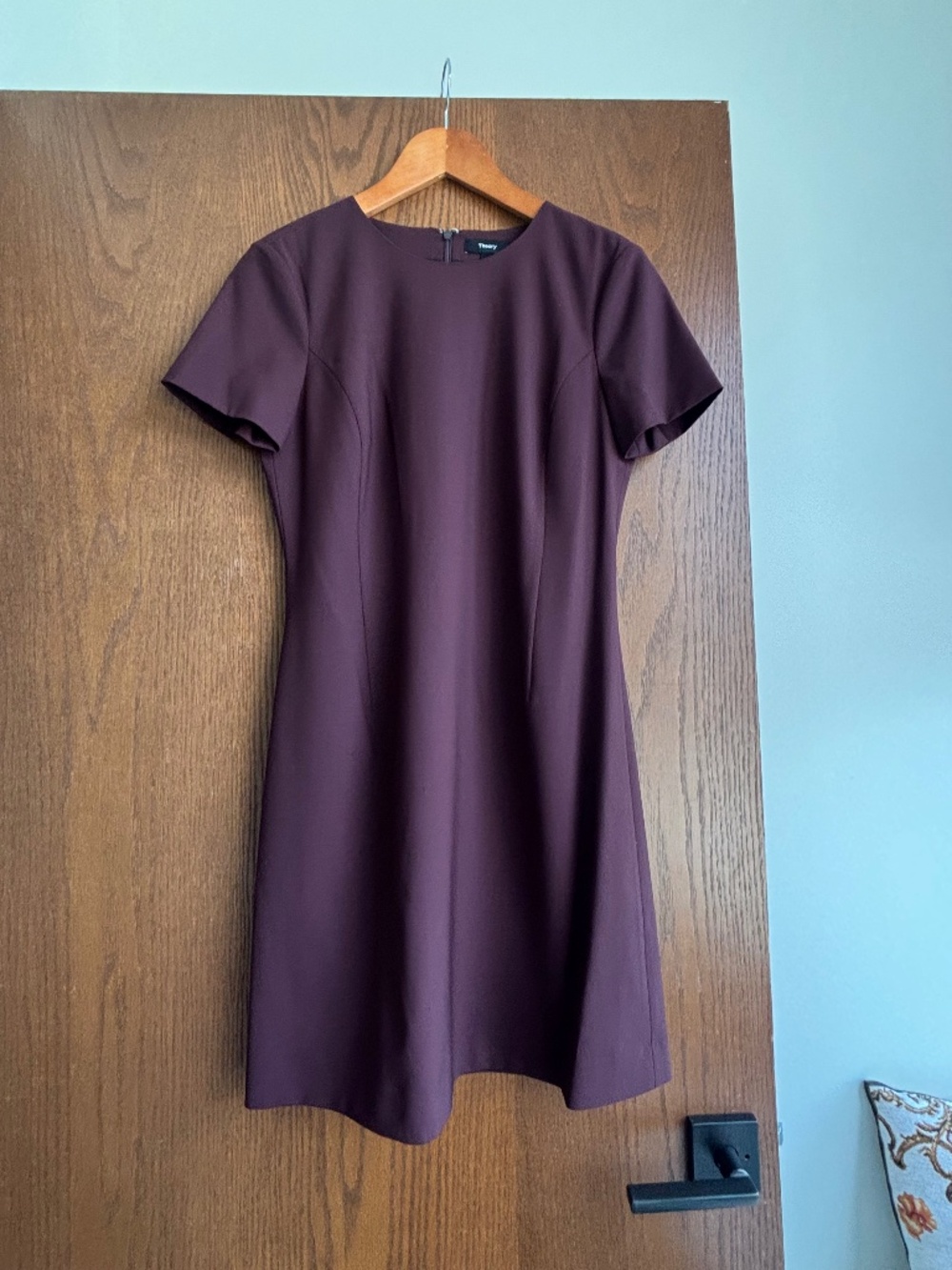 Theory Sheath Dress in Good Wool in a rich burgundy/wine hue